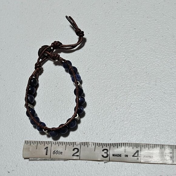 Handmade Sodalite Beads Leather Adjustable Bracelet Boho Fashion Jewelry Women - Picture 4 of 4